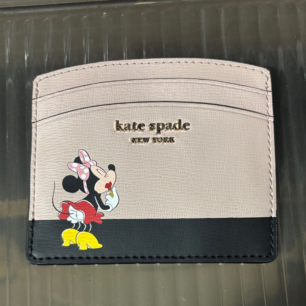 Kate Spade Minnie Mouse Card Holder in Pink and Black